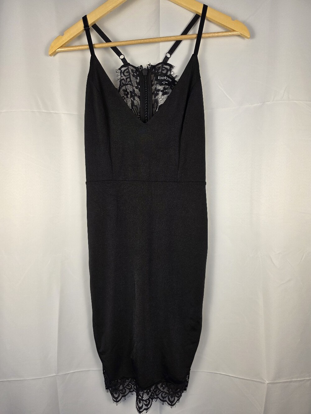 bebe Black Lace Inset Bodycon Slip Dress XS